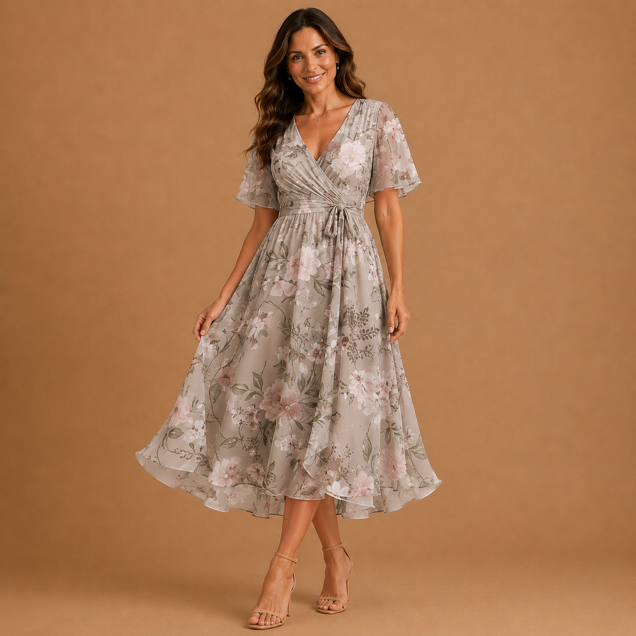 EVON | Casual dress with a simple print and V-neck