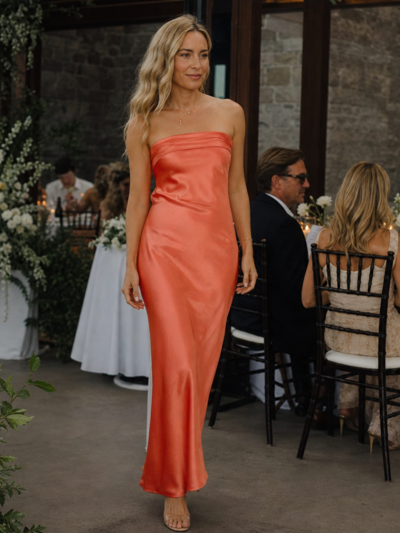Smoge | Strapless Fitted Silhouette Midi Dress