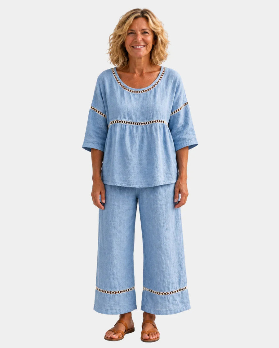Bonne | Fresh Blouse & Matching Pants Set - women's set