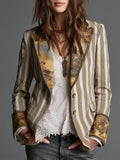 Estelle | Boho Striped Printed Lapel Blazer