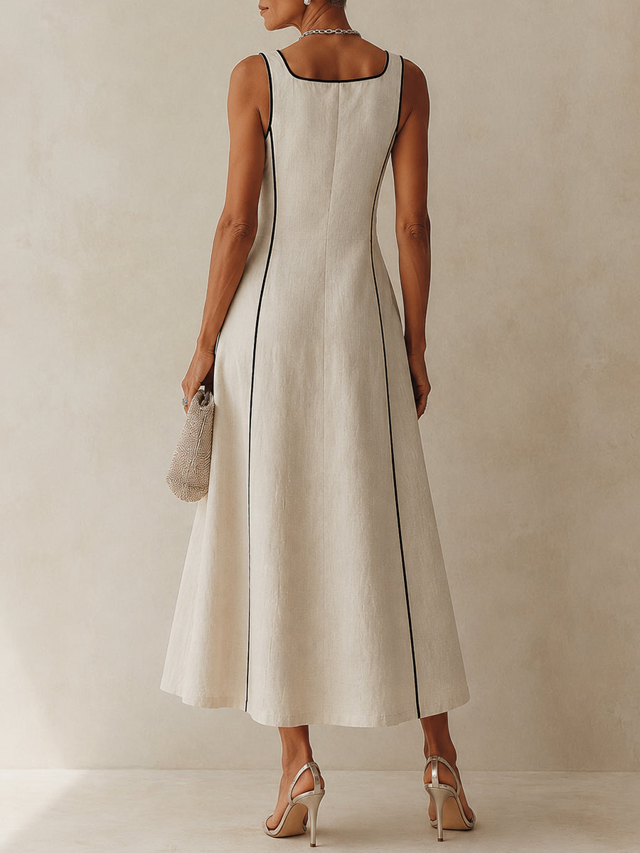 Philippa | Contrast Maxi Dress with Pockets