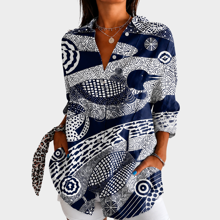 Gail | Abstract Ocean Blouse