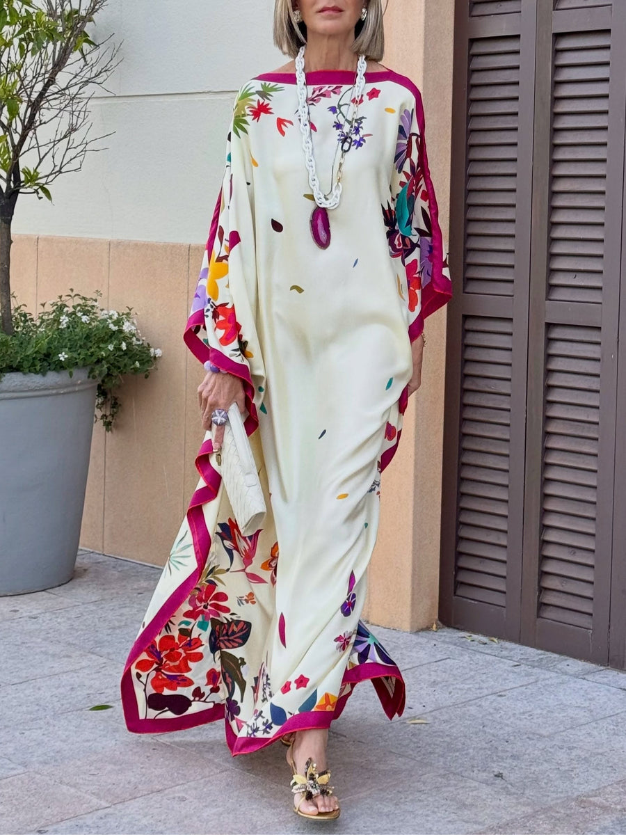 Seraphine | Printed Satin Maxi Robe Dress