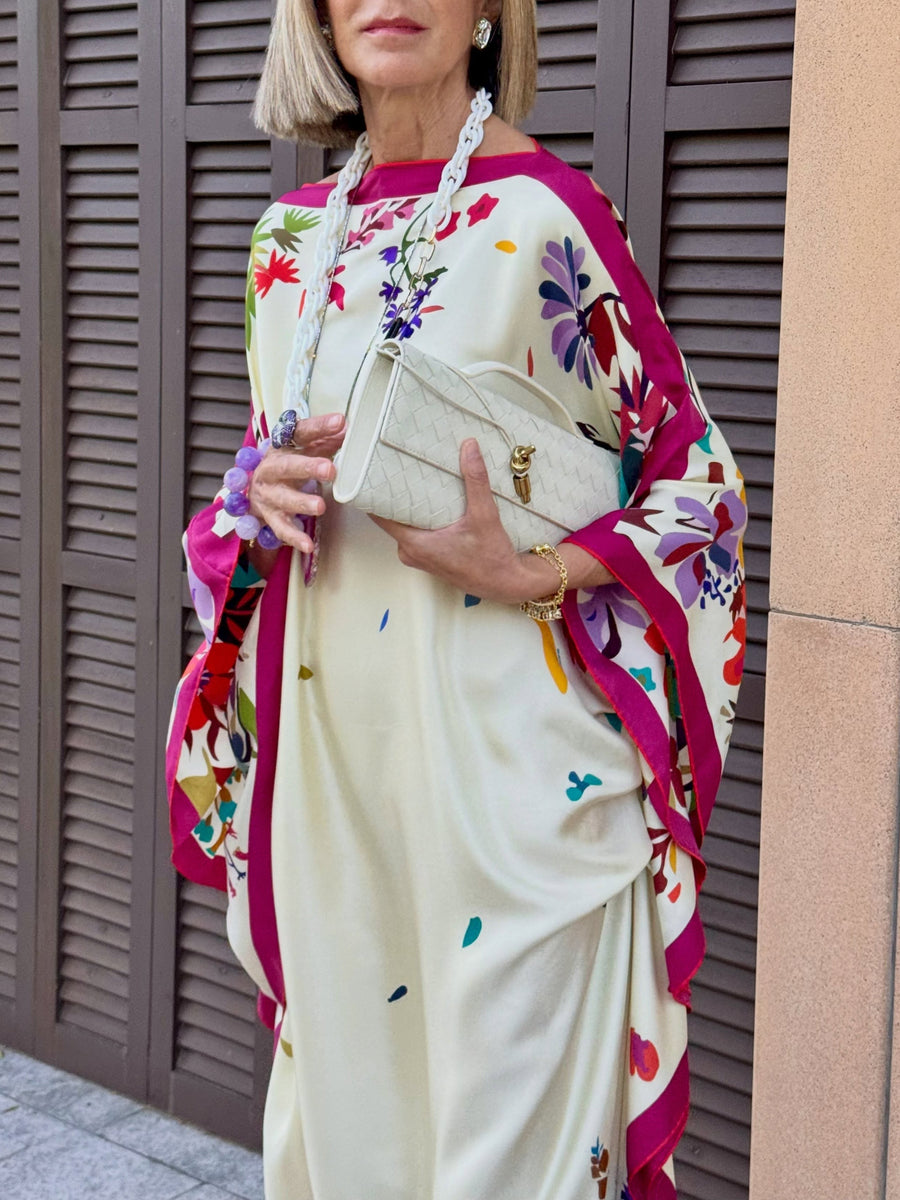 Seraphine | Printed Satin Maxi Robe Dress