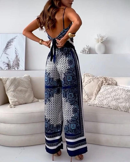 Helen | Lace-Up Vest & Pants Two-Piece Set