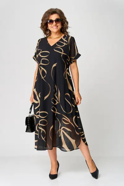 Pauline | Elegant Printed Dress - women's dress