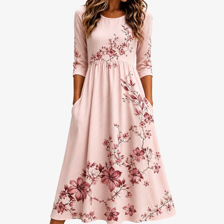 Charm Pocket Rose Garden Midi Dress - women's midi dress