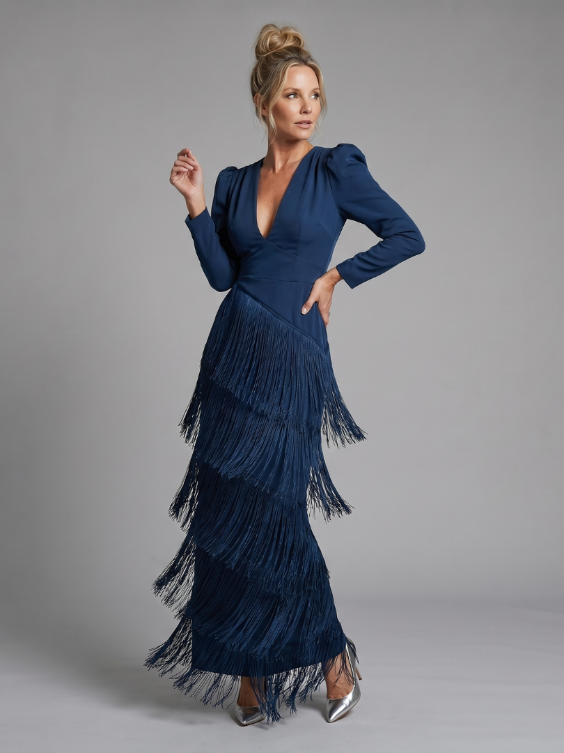 GENEVIEVE | Fringe Midi Dress