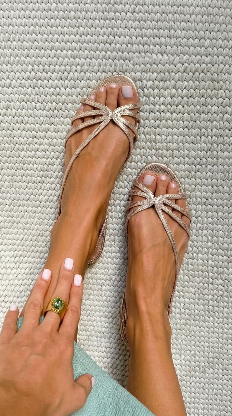 Sandalias metalizadas con efecto serpiente y tiras