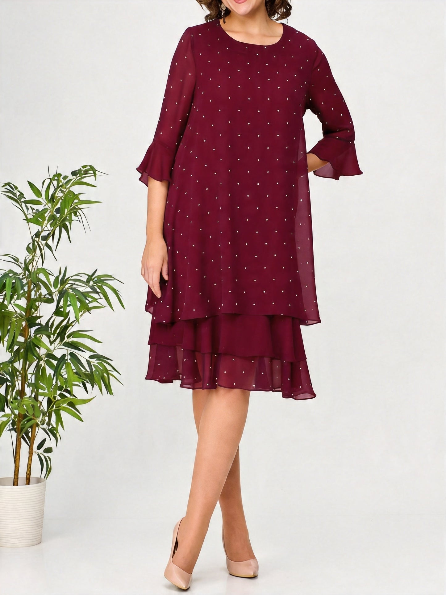 Maribel | Floral Polka Dot Chiffon Dress