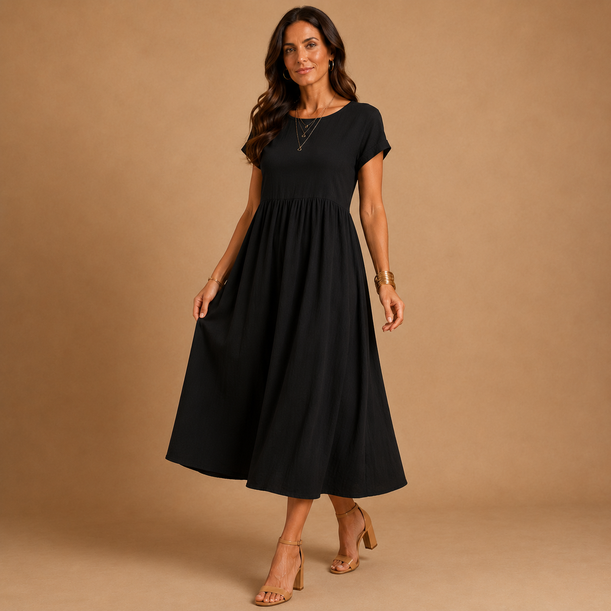 GABRIELLE  | Timeless Elegance Fluid Midi Dress