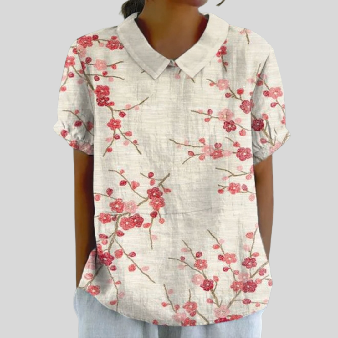Florence | Clean Floral Blouse - women's blouse