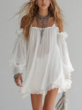 Freya | Flowing Bohemian Style Off the Shoulder Mini Dress