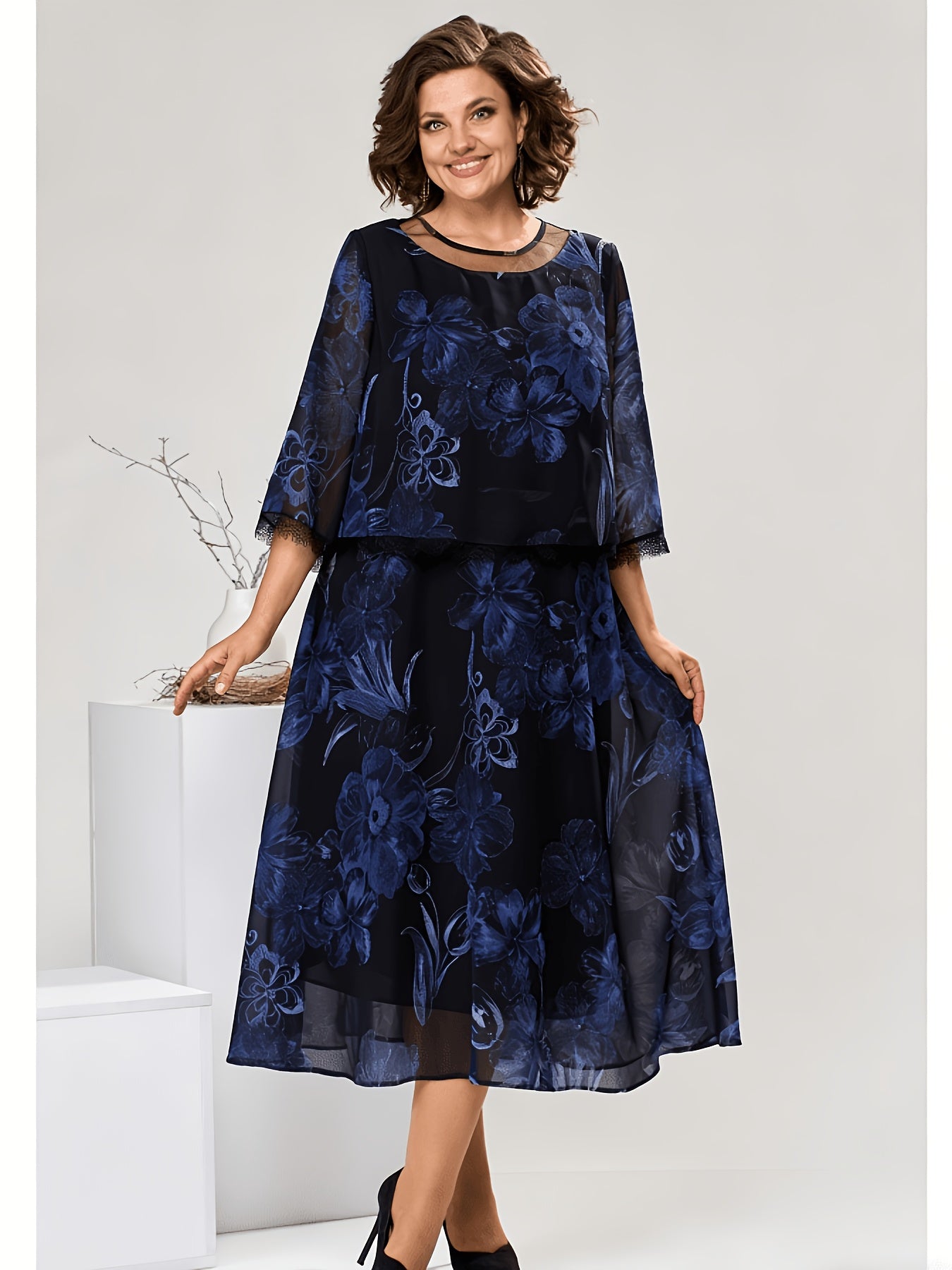 Valeria | Elegant Floral Midi Dress