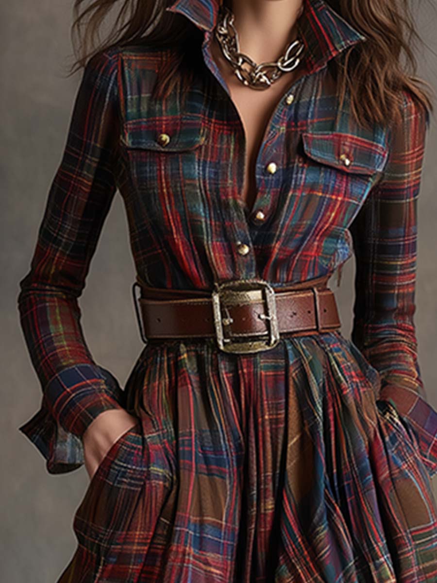 Elena | Plaid Shirt Dress