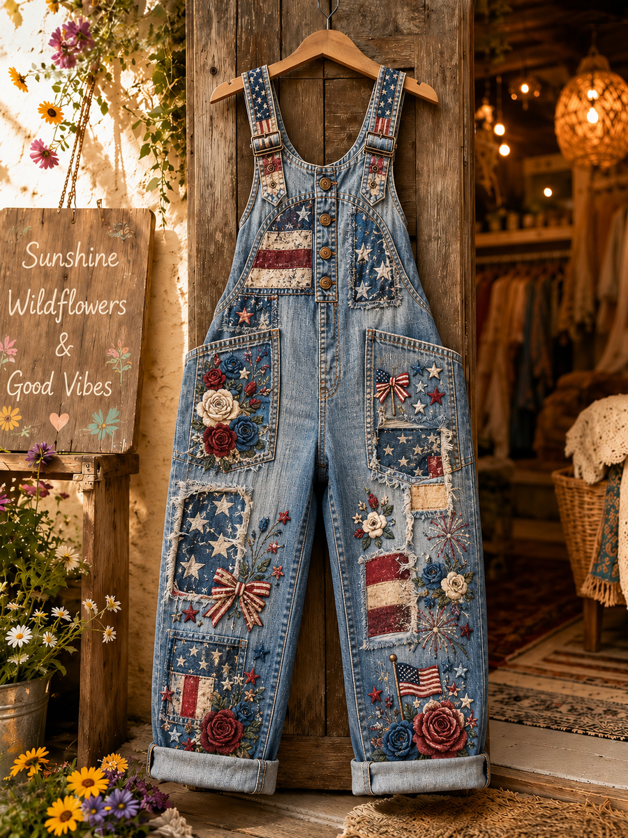 Women's Retro Art Print Jumpsuit