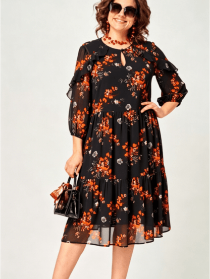 Helena | Elegant Printed Midi Dress