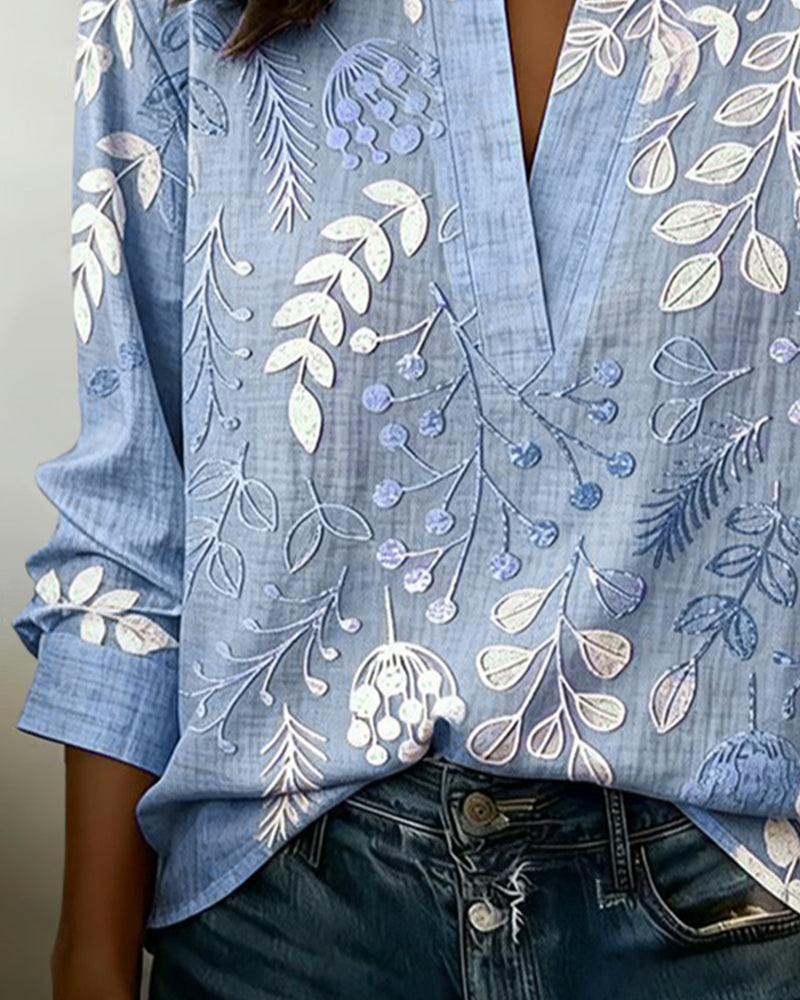 Lauren | Blouse Pastel Floral V-Neck