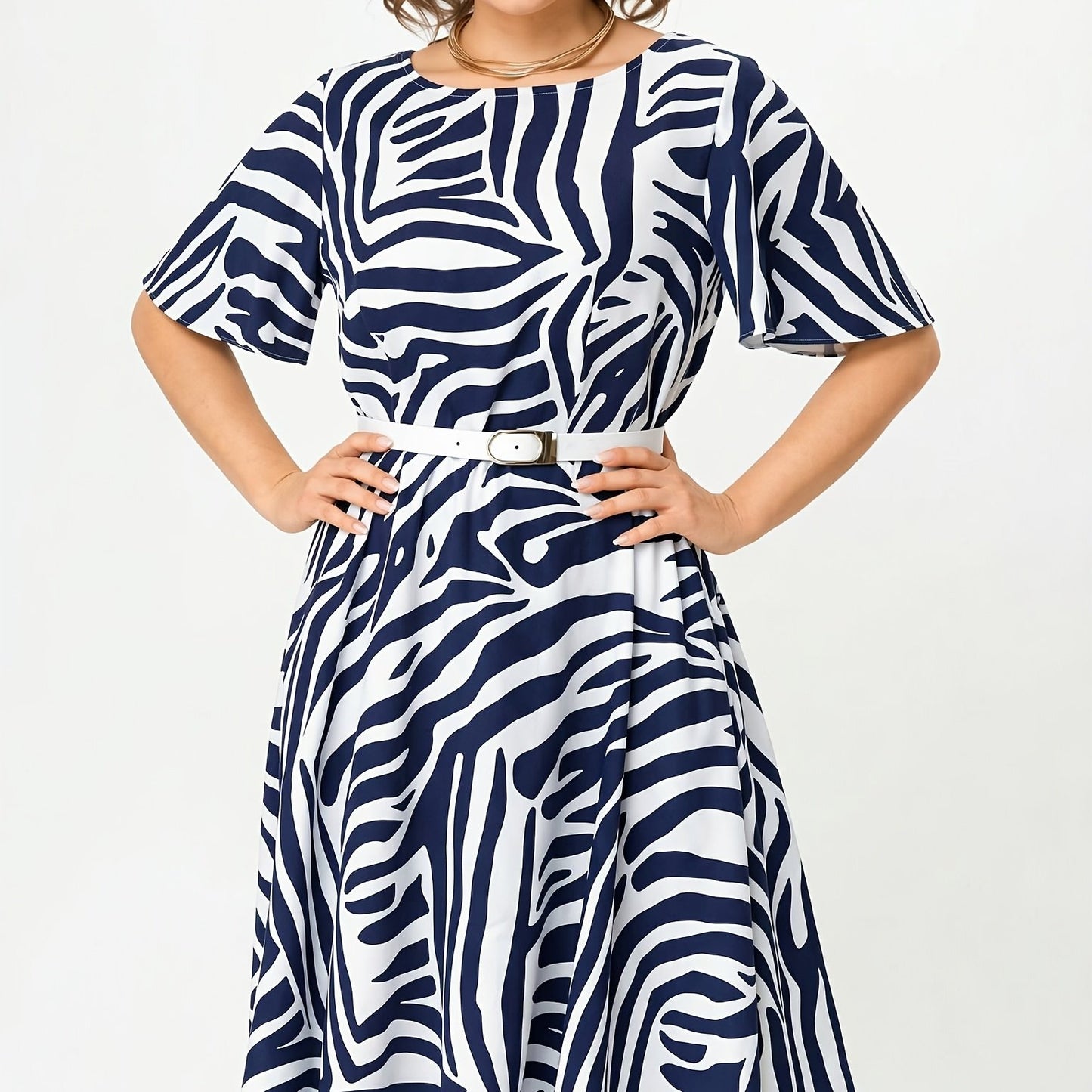 Serena | Waist-Defining Printed Midi Dress