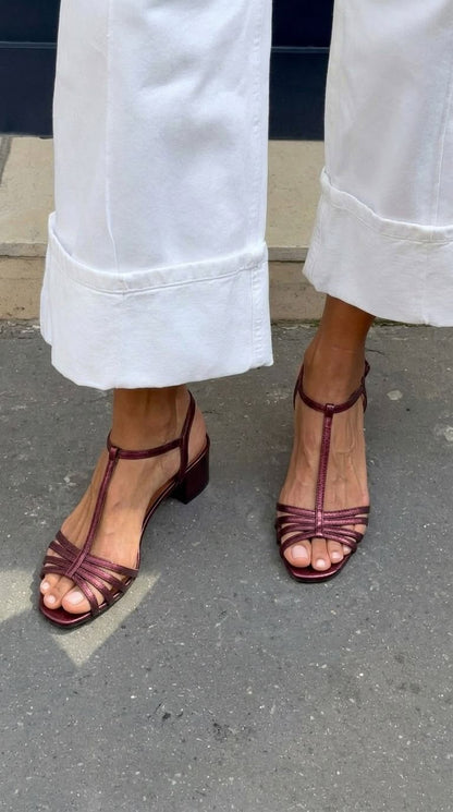 Allegra | Gold Block-Heel Sandals