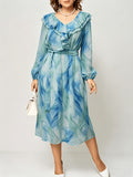 Marina | Blue-Green Ombre Chiffon Dress