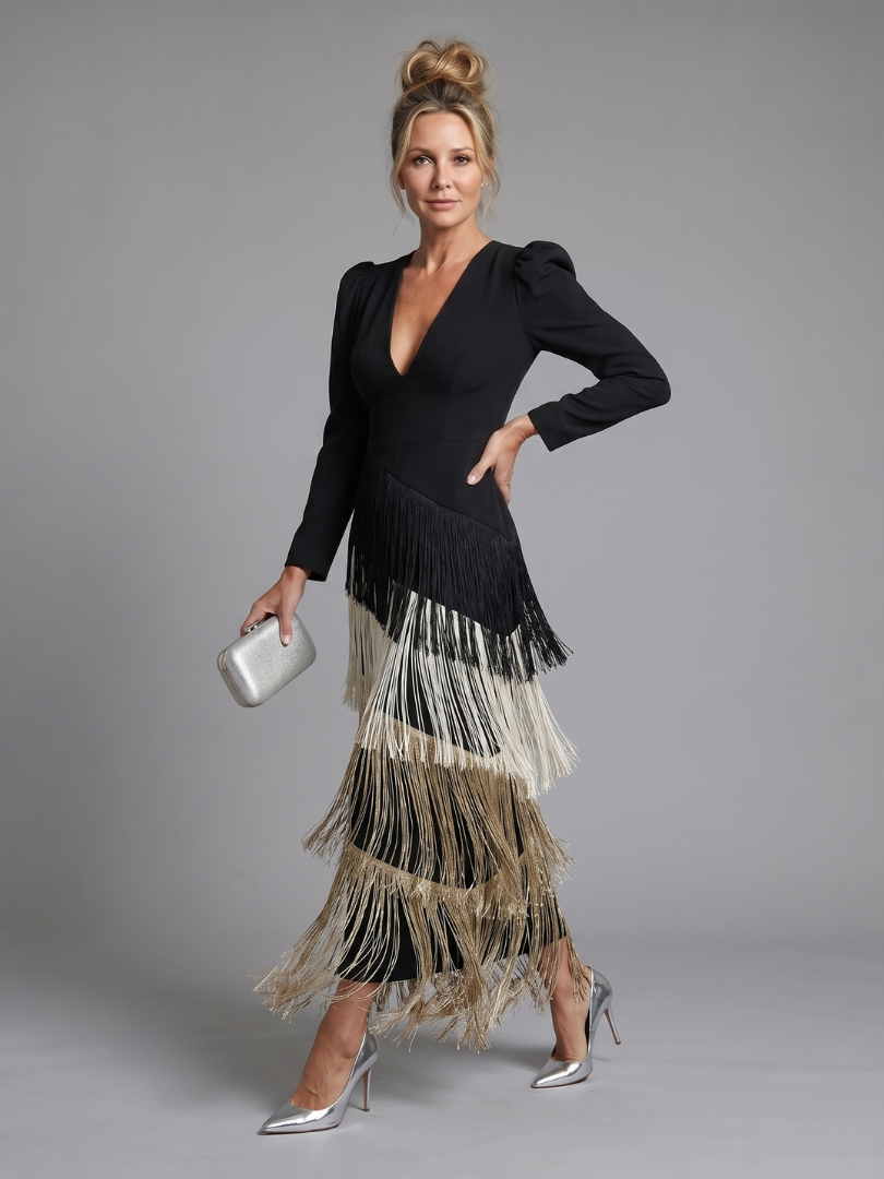 GENEVIEVE | Fringe Midi Dress