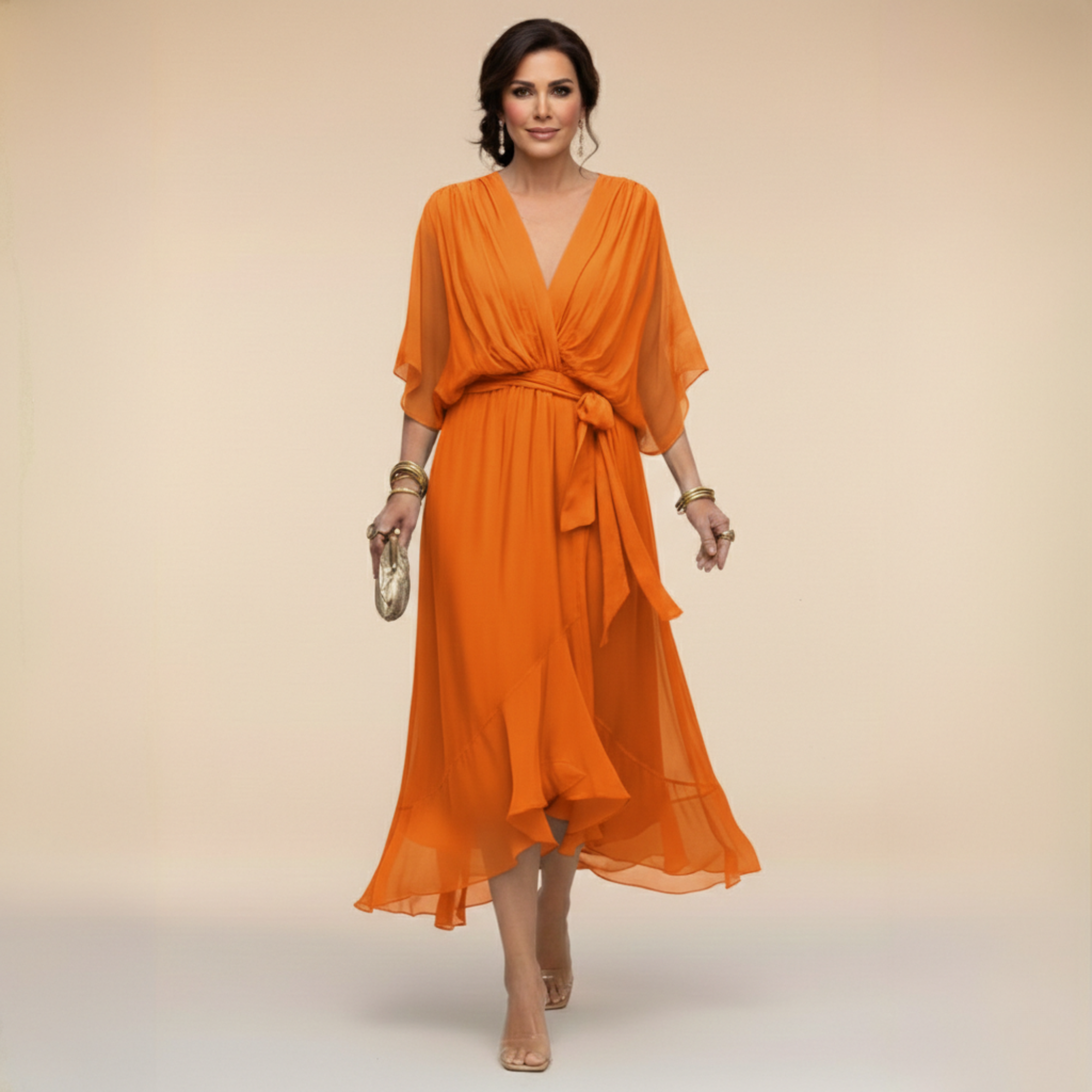 Opal™ | V-Neck Elegant Midi Dress