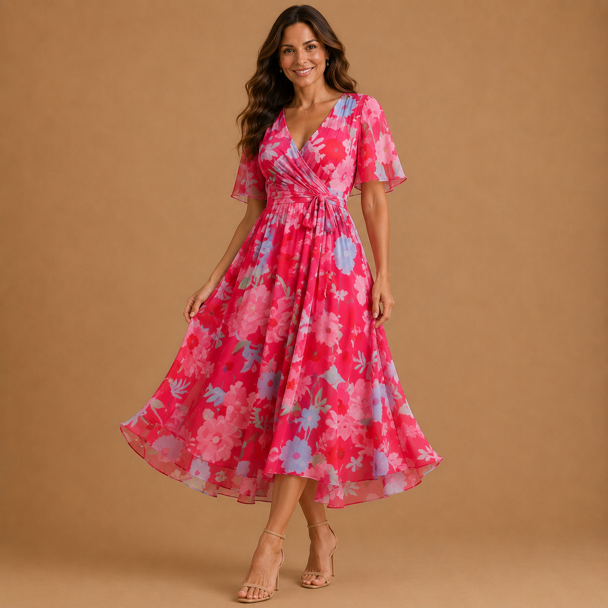 EVON | Casual dress with a simple print and V-neck
