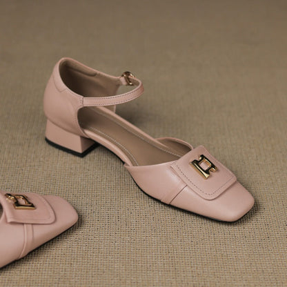 Elvane Buckle Leather Mary-Janes