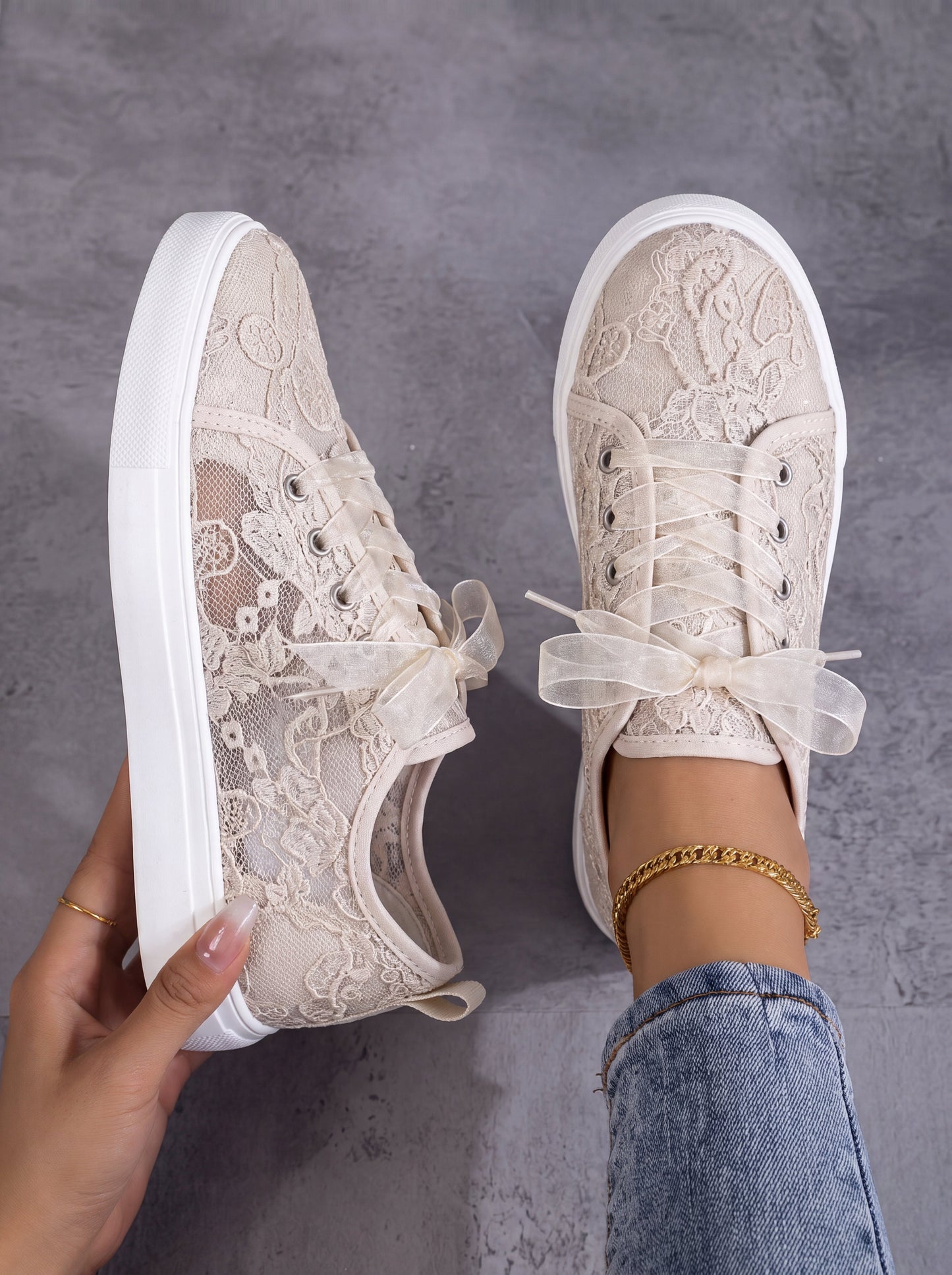 Mimosa | Floral Lace-Up Sneakers