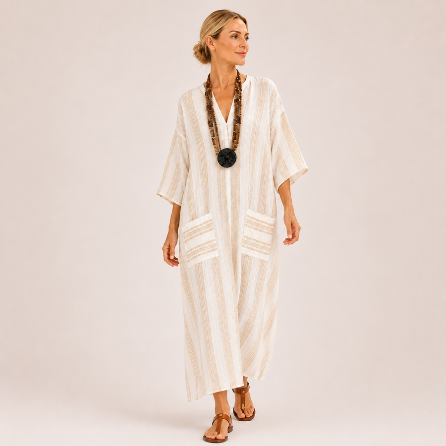 Aisha | White Striped Kaftan
