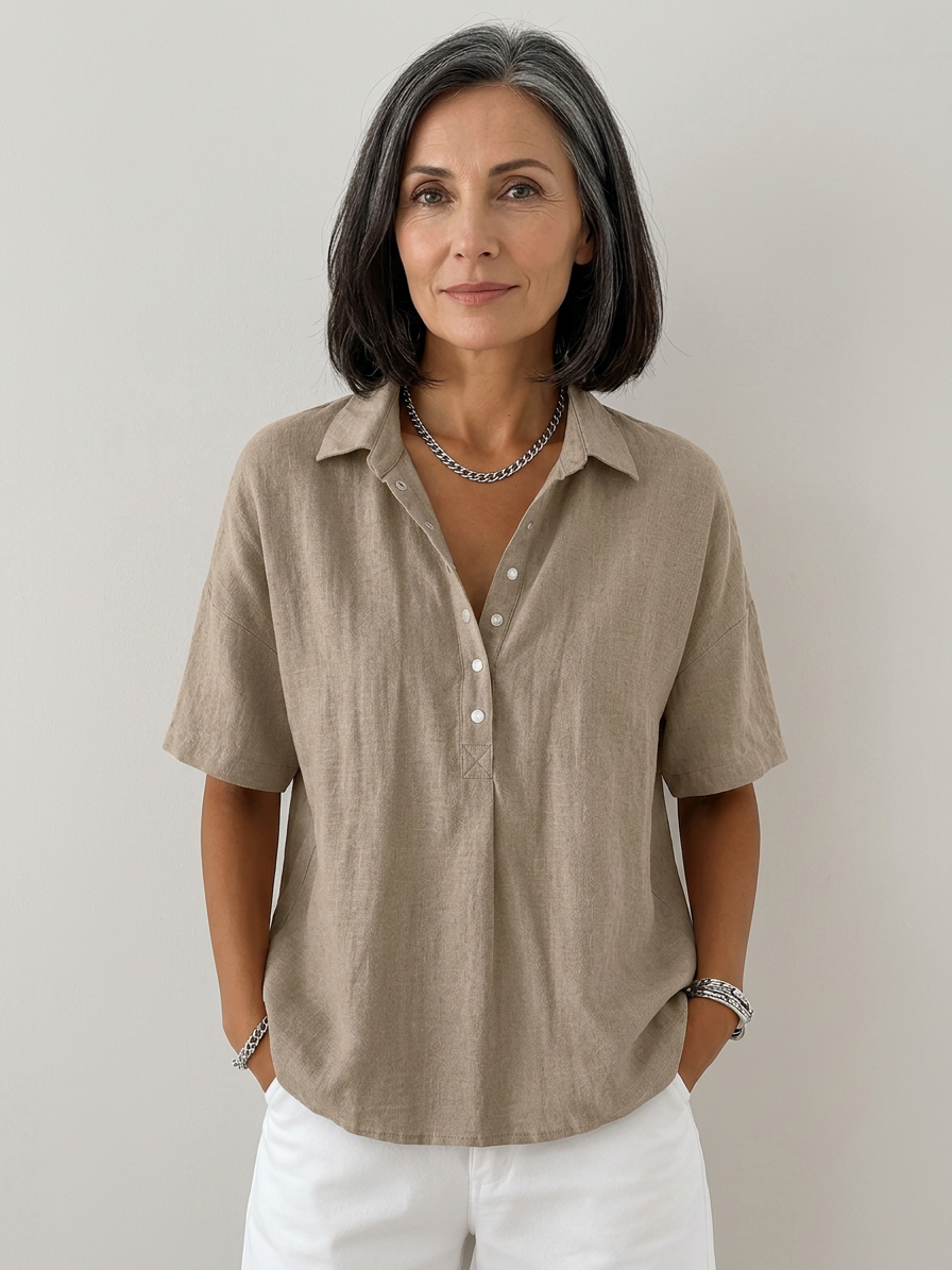 Ava | Blouse with Collar and Button