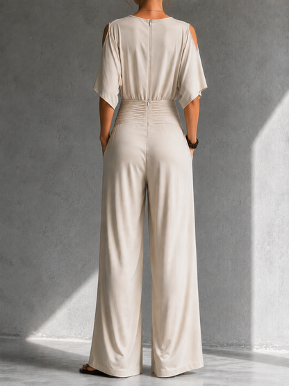 Aline | Elegant Wrap-Effect Jumpsuit with Wide Legs
