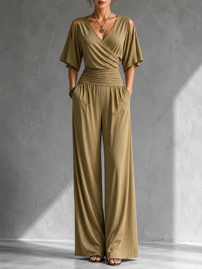 Aline | Elegant Wrap-Effect Jumpsuit with Wide Legs