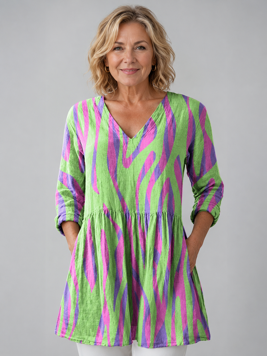 Oceane | Long Blouse with V-Neck