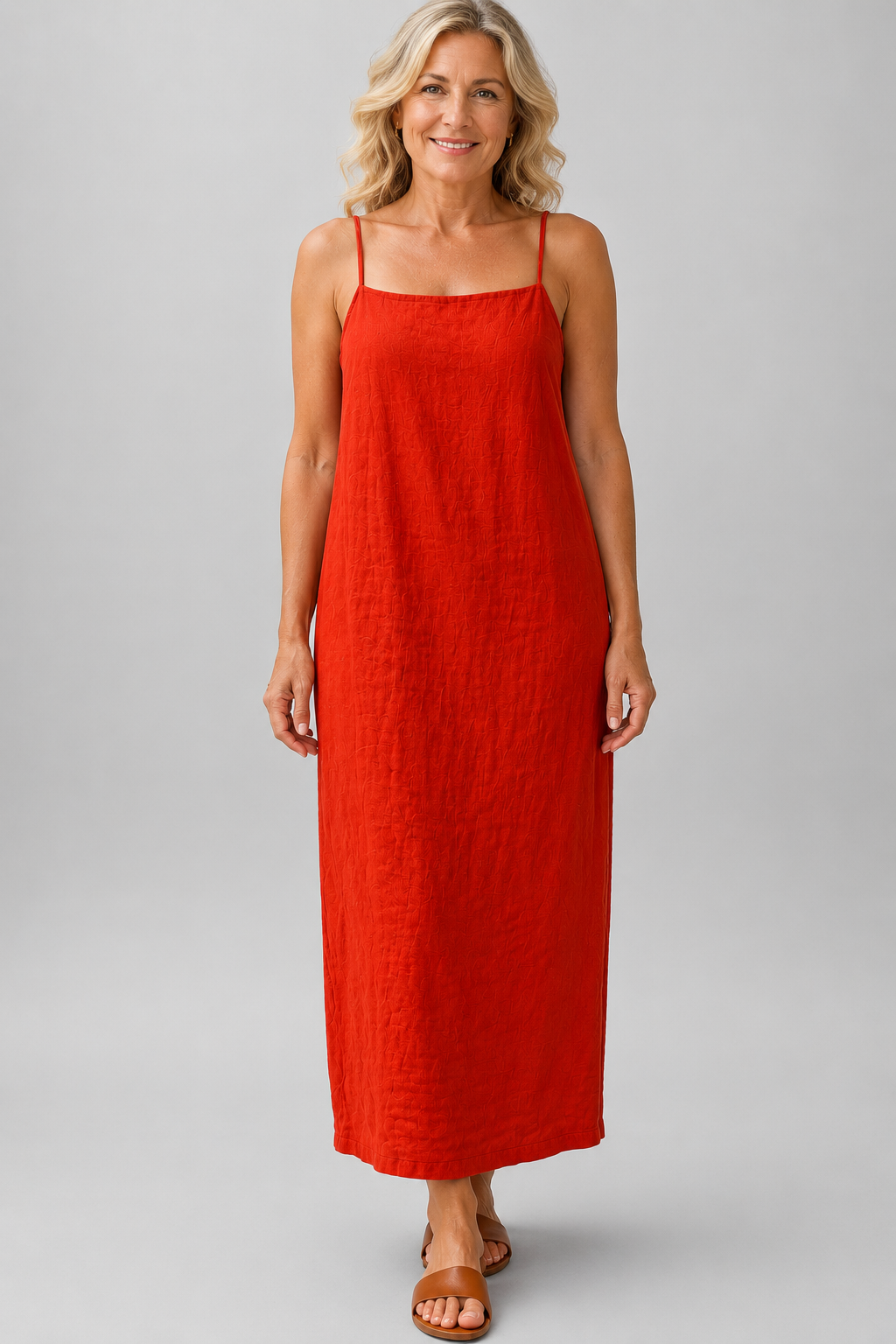 Long Minimal Dress with Straps