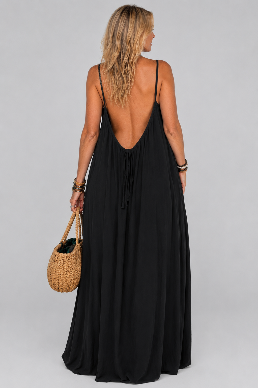 Long flowy summer dress with thin straps