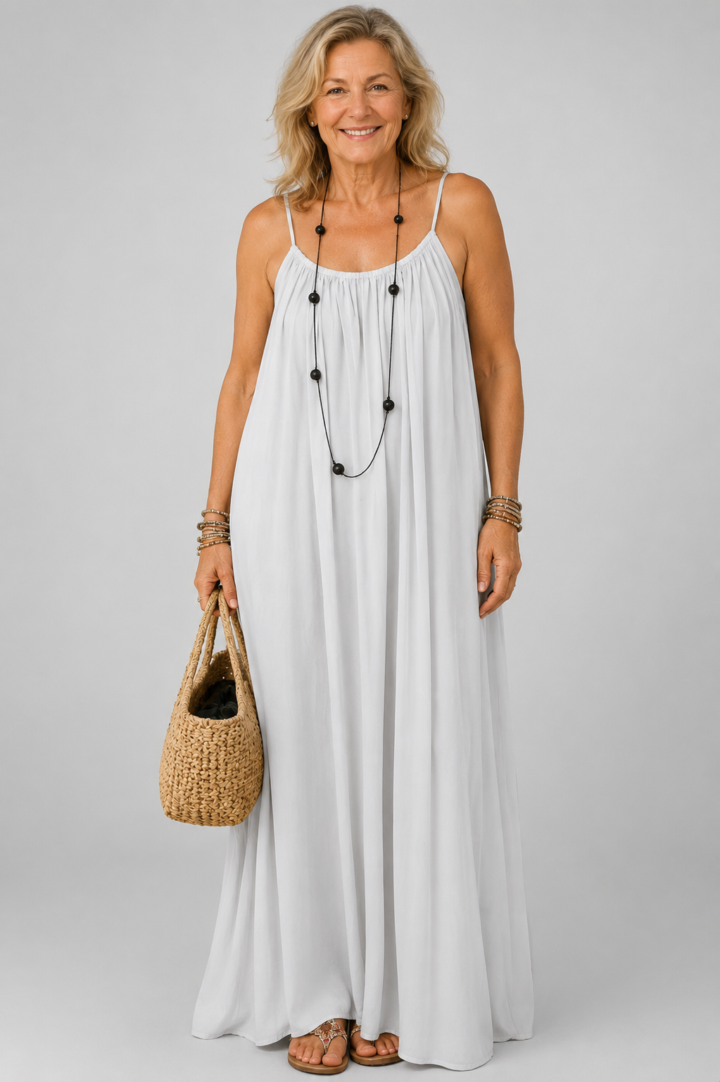 Long flowy summer dress with thin straps