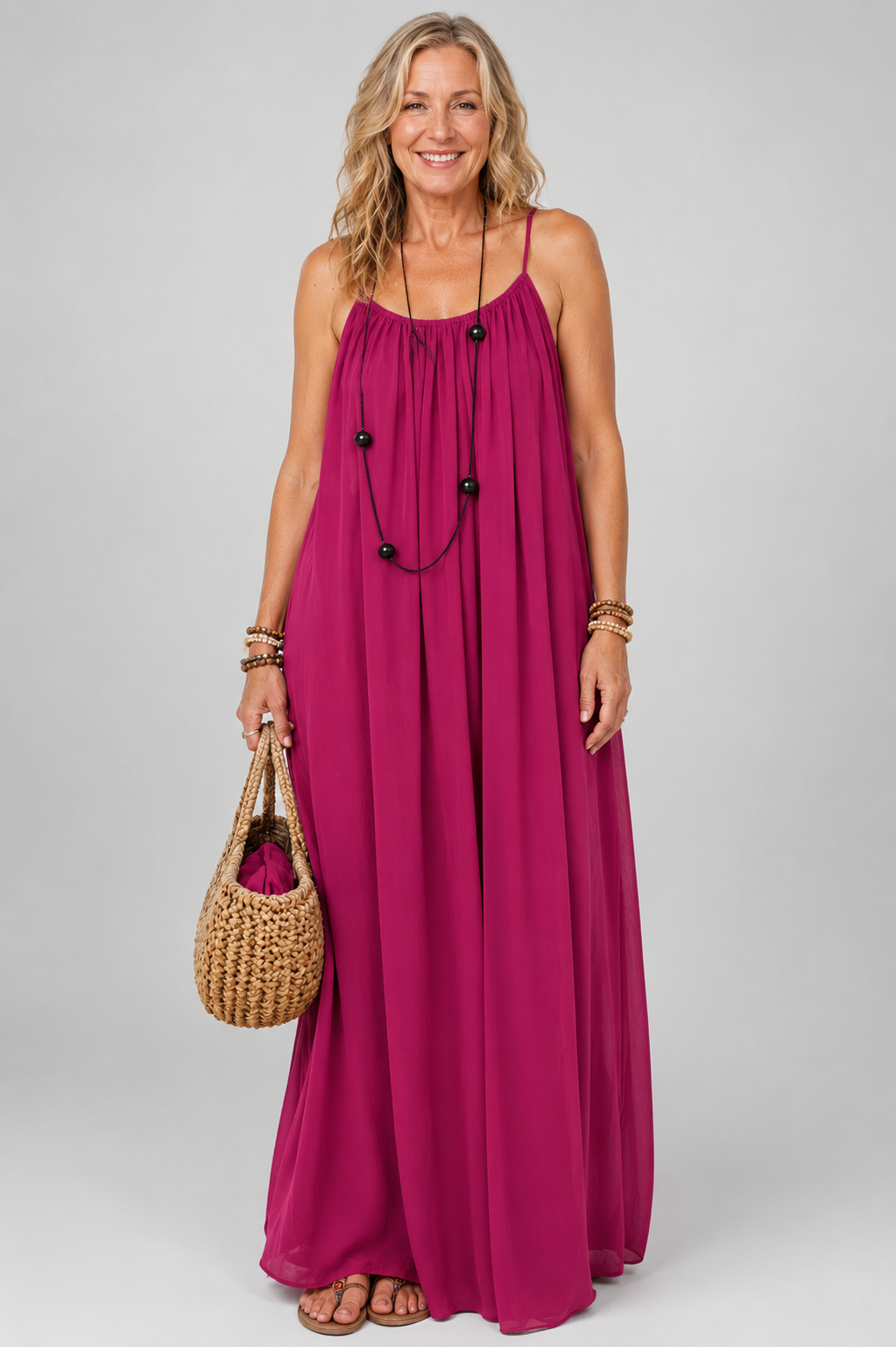 Long flowy summer dress with thin straps