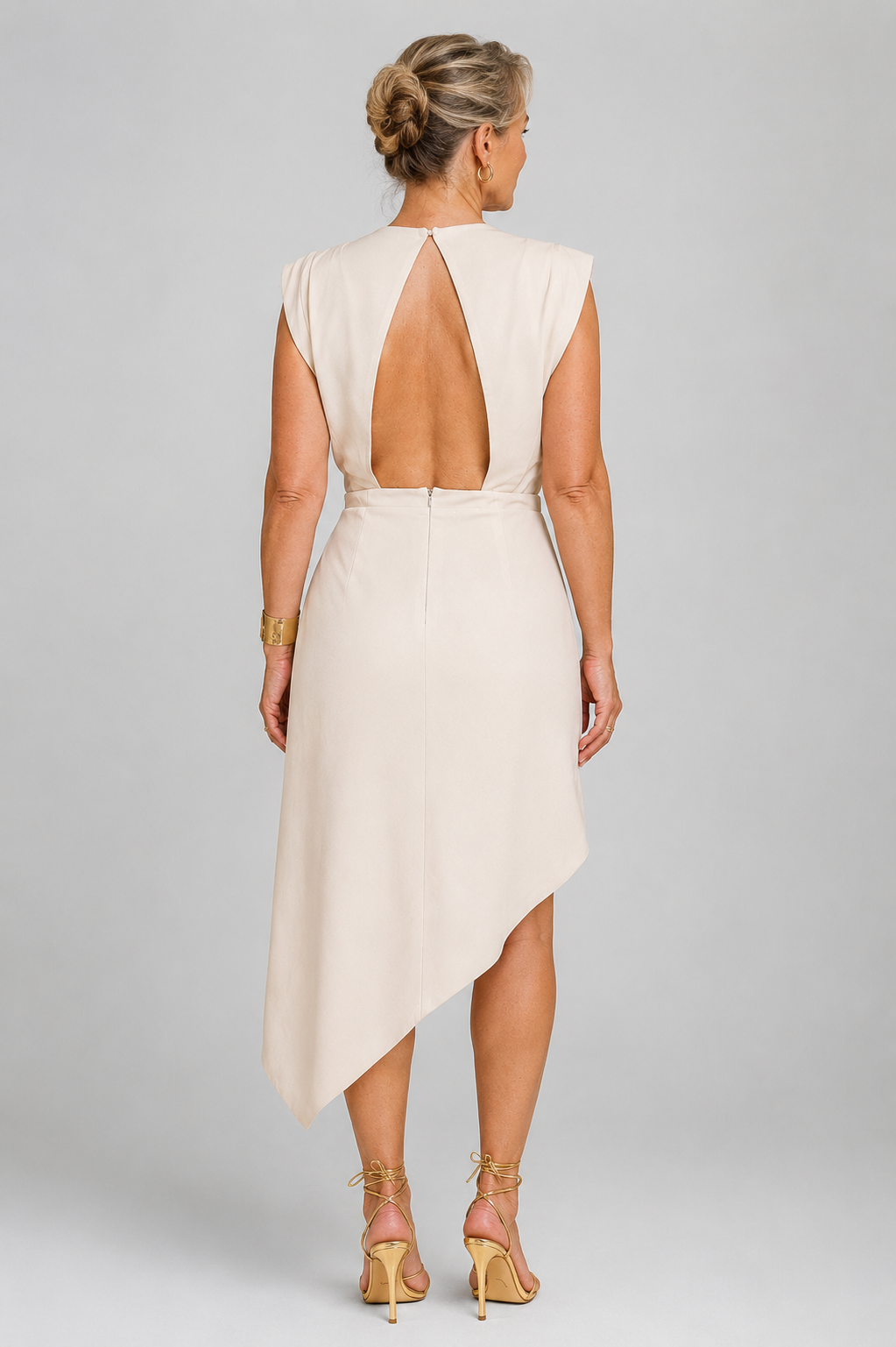 Asymmetrical Draped Midi Dress
