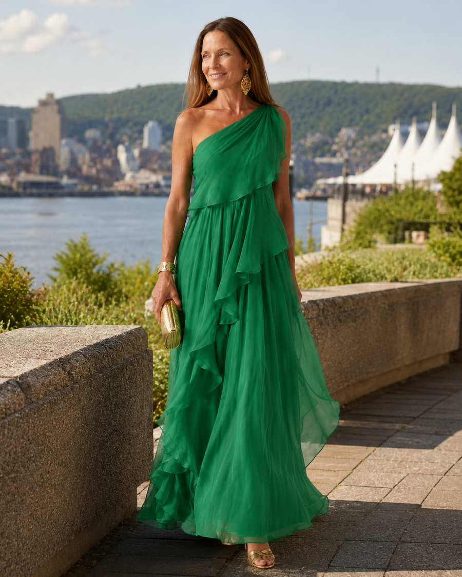 Zeline | Asymmetric Ruffle Maxi Dress