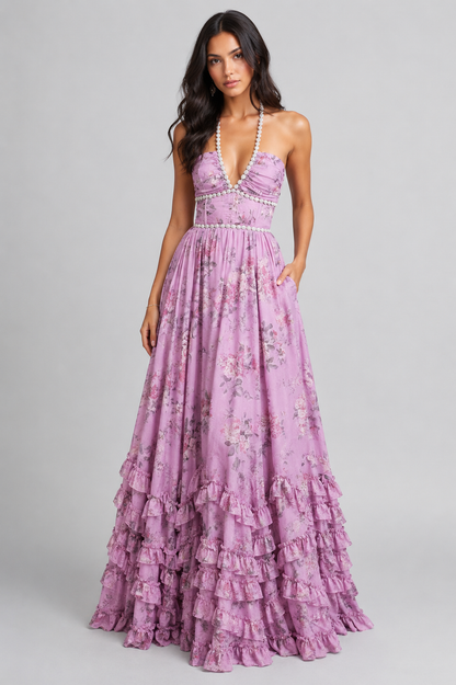 Valeska | Chic Vintage Floral Maxi Dress
