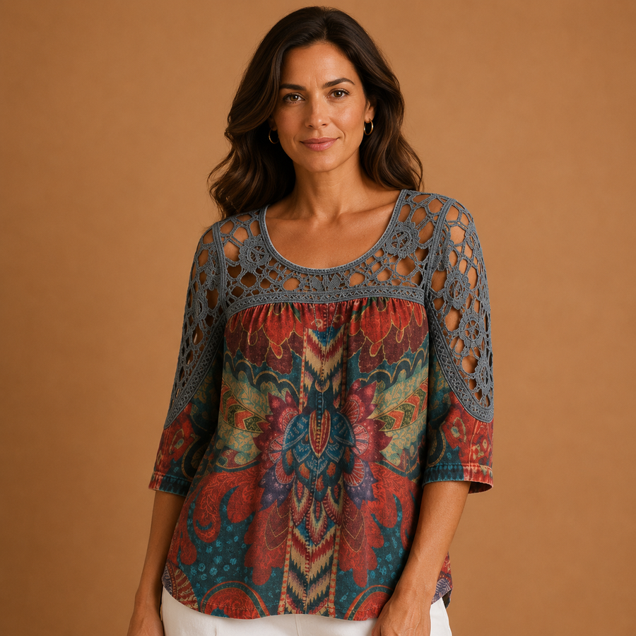 ANNA | Bohemian Ethnic Print Blouse