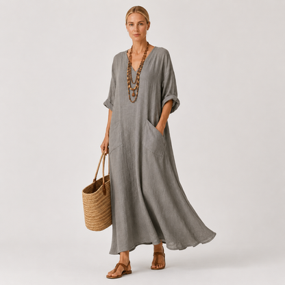 Valentina | Solid Gray Kaftan