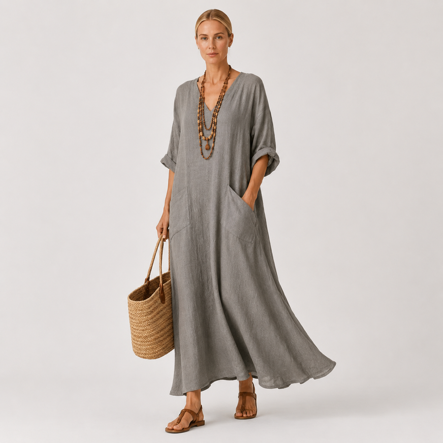 Valentina | Solid Gray Kaftan