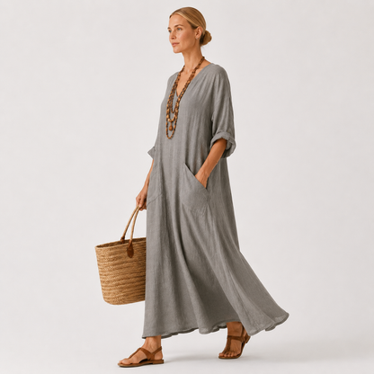 Valentina | Solid Gray Kaftan