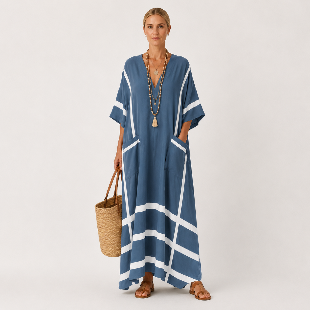 Leila | Blue Striped Kaftan