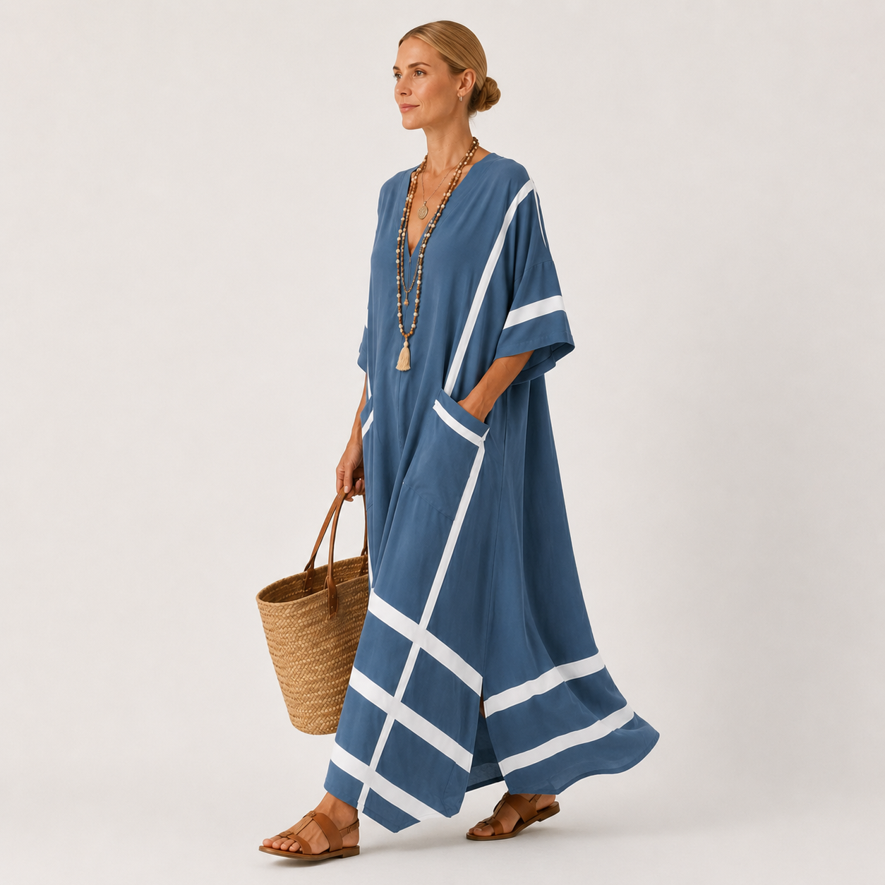 Leila | Blue Striped Kaftan