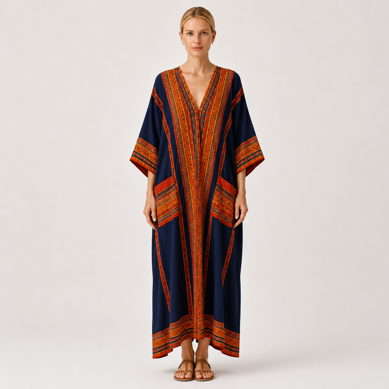 Samira | Blue Ethnic Print Kaftan