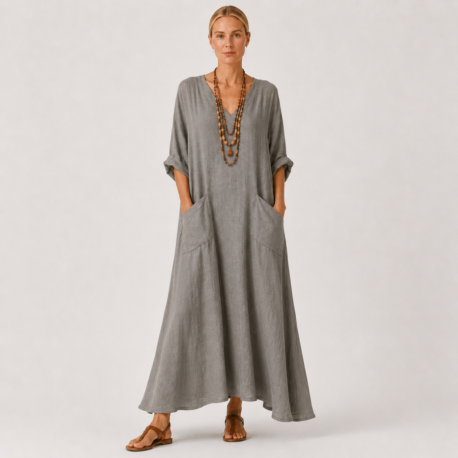 Valentina | Solid Gray Kaftan